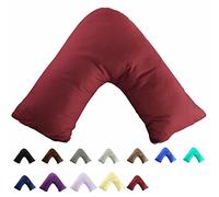 Gyulin Taie d'oreiller Housse de coussin standard résistante 100 % coton 300 fils Style enveloppe / en forme de V Housse sans coussin, 100 % coton, rouge vin, V Shaped Pillowcase