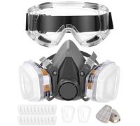 Gyxova Masque Protection Respiratoire Masques Peinture avec Filtres | avec Lunettes de Protection,2 Cartouches Filtre,20 Coussinets Filtrants, Réutilisable, pour Peinture,Produits Chimiques