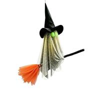 Gzadii Fantôme Volant avec Balai Extérieur Chapeau de Sorcière et Balai | Déco Halloween Fantôme Lumineux Pour -Toit Arbre Cadre De Fenêtre Porche Cour Clôture Jardin Patio Et Pelo
