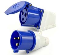 GZcaiyun Adaptateur secteur industriel 220 V 32 A et adaptateur CEE, 32 A - 2P + E 3 broches monophasé pour docks, métallurgie, centrales électriques, camping-cars, camping