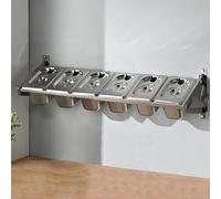 GZGLZDQ Boîte épices murale gain de place amovible rangement, bocaux épices inox couvercle cuillère, bac gastro inox set pots pour restauration/cuisine, bacs GN, access pizza(6 Grids)
