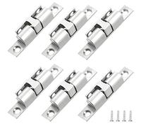 GZGXKJ 6 pcs Rouleau à Billes en Laiton Loquet de Porte à Rouleaux Doubles | Laiton Double Loqueteau à Billes, Avec Vis, Pour Placard Meubles Porte Armoire Loquet Serrure de Portiere(Argent)