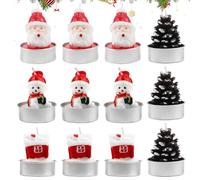 GZGXKJ Lot de 12 Bougies Noel Bougies Sapin Mini Decoration Bougie