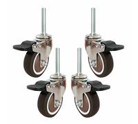 GZKDKZB roulettes de Meuble à Tige filetée M12 x 60 mm, Lot de 4, roulettes pivotantes 2/2,5/3/4 Pouces avec Frein, Roue de Rechange verrouillable pour Chariot, roulettes silencieuses en c