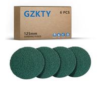 GZKTY Tampon à Récurer 125mm, 6 Pièces Pad Polissage, Eponge Abrasive, Grain P80-100, pour Vaisselle, Évier, Cuisine, Salle De Bains Et Grilles en Métal, etc.