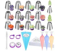 GZMAISULEE Lot de 120 poches à douille et embouts 35,6 cm, 100 poches à pâtisserie, kit de décoration de cupcakes, cookies, gâteaux, 12 douilles de glaçage en forme de fleur, 2 douilles en forme de