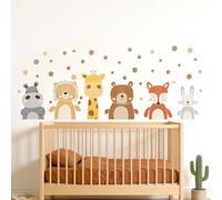 GZRXIOU Stickers Muraux Animaux de la Jungle, Muraux Chambre Bébé Enfants, Autocollants Muraux Animaux Jungle Safari Girafe Ours Renard Lapin, Décoration Murale Bois Forêt Chambre Enfant Pépinière