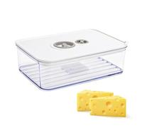 GZRXIOUS Boite a Fromage pour Frigo, 1250 ML Avec Couvercle et Etiquette Boite de Rangement Frigo avec Dateur Boites Fromages Empilable Cloche Fromage Boites a Jambon et Rangement Legumes