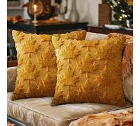 GZWY Lot de 2 housses de coussin décoratives en forme de feuille d'érable - 45 x 45 cm - Décoration d'automne - Feuille d'érable - Pour l'automne - Décoration intérieure - Salon - Chambre à coucher (A