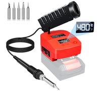 GZYZ de fer à Souder sans fil Compatible Avec Batterie Power X-Change 18V, de Soudure Portable Avec écran LCD,Conversion de Température C°/F°, USB &Type-C pour Bricolage, Réparation D'appareils, Red