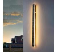 GZZBMY Exterieur Intérieur Jardin Lampe Murale Patio Porte Applique Murale Entrée LED Longue Spots Muraux Étanche IP65 Extérieur Noire Barre Lumineuse Aluminium Salon Lumière (Lumière Chaude,120CM)