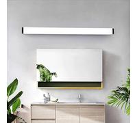 GZZBMY IP44 Étanche Lampe Murale Miroir de Vanité LED Rectangulaire Éclairage Mural Intérieur Salle de Bain Lampe Murale Aluminium Longue 80CM 16W Lumières Murales Armoire (Noir Lumière Blanche,70CM)