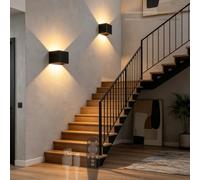 GZZBMY LED Applique Murale Intérieure Rechargeables Moderne Luminaire Mural avec Télécommande Dimmable 3000K-6500K Eclairage Mural Aluminium pour Chambres Salon Couloir Escalier (Noire,2 Pièces)