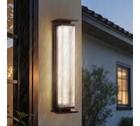 GZZBMY LED Extérieur Applique Murale IP65 Étanche Aluminium Métal Luminaire Mural Moderne Abat-jour Verre Eclairage Mural Intérieur/Extérieur pour Clôture Jardin Balcon Terrasse (Marron,40cm)