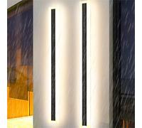 GZZBMY Noire Solaire LED Lampe Murale Longue Villa Luminaire Mural Extérieure Aluminium Acrylique Etanche IP65 Jardins Terrasses Chambres Applique Murale Intérieur Salon (Lumière Blanche,150cm)