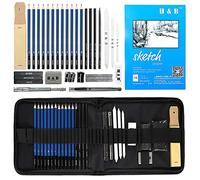 H & B 33pcs Professional Dessin Esquisses Crayons Kit Set Art Fournitures Art Outils de Peinture et Kit Sac Graphite Charbon De Crayons Ensemble(33 Piece Débutant Pack).