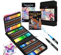 H & B Lot de 72 marqueurs à double pinceau avec pointe fine, feutres pour adultes et enfants, stylos de coloriage avec étui pour dessin, croquis, Pâques, Noël