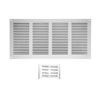 H&C VENT Grille Aeration Blanc 400x200mm avec Moustiquaire │ Evacuation Caches Tuyau Ventilateur │ d'Extraction Ventialtion │ Exterieur Interieur │ Gaine Cache Extracteur d'air VMC │ Climatiseur Seche