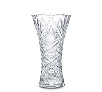 H&D HYALINE & DORA Vase en cristal transparent, vase en verre épais pour décoration d'intérieur, mariage, cadeau de mère, 23 cm de haut