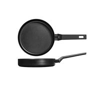 H&H All Blacks Poêle en aluminium avec revêtement anti-adhésif Pfluon, 22 cm, revêtement intérieur en nid d'abeille, induction
