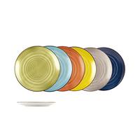 H&H Caribe Lot de 12 assiettes à fruits en Stoneware, 20 cm, couleurs assorties, table colorée