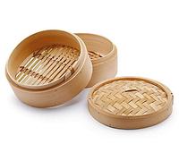 Cuiseur Vapeur En Bambou 3 Pièces Diamètre 25 Cm Panier Unique Pour La Cuisson À