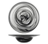 H&H, ensemble de 6 assiettes à pâtes en verre noir, finition alabâtre, diamètre 23,5 cm