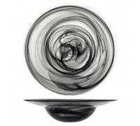 H&H - Ensemble de 6 assiettes à pâtes en verre noir, style alabastre, dimensions : 26 cm