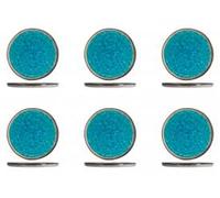 H&H, ensemble de 6 assiettes plates Teide, en grès, couleur bleu, diamètre 27 cm
