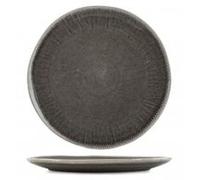 H&H - Ensemble de 6 assiettes plates Yucatan en grès brun, diamètre 27 cm