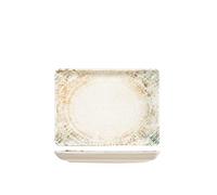 H&H Eris Plat rectangulaire en Porcelaine, 17 x 23 cm, Design Moderne, élégant, pour Servir Les Plats, Beige