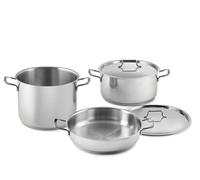 H&H, Genesis Batterie de cuisine, 5 pièces en acier inoxydable 18/10, triple fond pour tous les plans de cuisson, y compris induction avec couvercles