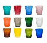 H&H Giada Lot de 12 Verres à Eau, Verre, Multicolore, 280 ML