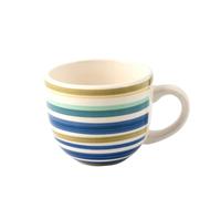 H&H Home - Lot de 8 Tasses à Thé en Stoneware 100 Lignes - 250 ml - Sans Assiettes - Couleurs Assorties - Lavables au Lave-Vaisselle - Compatibles Micro-ondes