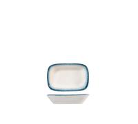 H&H Jupiter Assiette Rectangulaire En Porcelaine, 12Cm, Bleu Et Ivoire