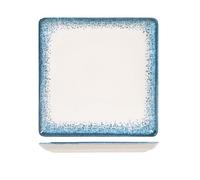 H&H Jupiter Plat Carré En Porcelaine, 27Cm, Bleu Et Ivoire