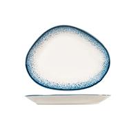 H&H Jupiter Plat Ovale en Porcelaine, 30 cm, Design Moderne, élégant, pour Servir Les Plats, Nuances Bleues