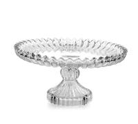 H&H Levée avec pied nénuphar en verre travaillé transparent 29 x 14,5 cm - Élégant et polyvalent pour gâteaux et apéritifs
