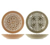 H&H Lot de 4 assiettes rondes en porcelaine décorées Winter Garden - Diamètre 19 cm, adaptées au lave-vaisselle et micro-ondes, couleurs chaudes, automne