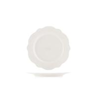 H&H Lot de 6 assiettes à fruits festonnés Blanc en New Bone China Ivoire 21 cm - Élégantes et résistantes - Lavables au lave-vaisselle - Passe au micro-ondes - Design raffiné pour la table