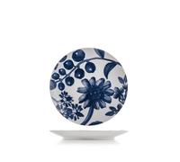 H&H Lot de 6 assiettes à fruits Grandiflora en porcelaine bleue décorée, 19 cm, élégantes et fonctionnelles, lavables au lave-vaisselle et au micro-ondes