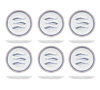 H&H - Lot de 6 assiettes à fruits, ligne Nautica, ø 20 cm, en gros, lavables au lave-vaisselle