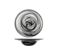 H&H Lot De 6 Assiettes Creuses En Verre Alabastro 26 Cm Noir Transparent
