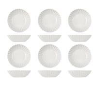 H&H Lot de 6 assiettes creuses lotus blanc 18 cm