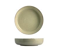 H&H Lot de 6 assiettes creuses Pearl - Ø19 cm - Assiettes en porcelaine verte élégantes et résistantes - Idéales pour les soupes, les soupes et les premières assiettes - Lavables au lave-vaisselle et