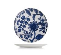 H&H, Grandiflora Lot de 6 assiettes plates en porcelaine bleue décorée, 27 cm, élégance et fonctionnalité pour chaque table