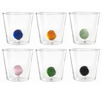 H&H Lot de 6 Verres en Verre borosilicaté, Transparent, sphère intérieure en Verre, 300 CC