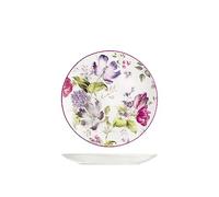 H&H Madam Set 12 Piatti Frutta, Porcellana, Decoro Floreale, Bianco, 20cm