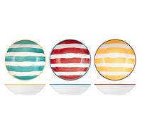 H&H Mix&Match Lot de 12 assiettes creuses, Stoneware, couleurs assorties, 20,5 cm