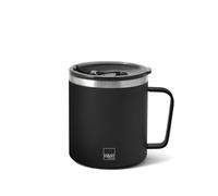 H&H Mug thermique en acier inoxydable 18/10, sans BPA - 400 ml, couleur noire - garde au chaud ou au froid jusqu'à 12 heures - Avec couvercle à fermeture coulissante